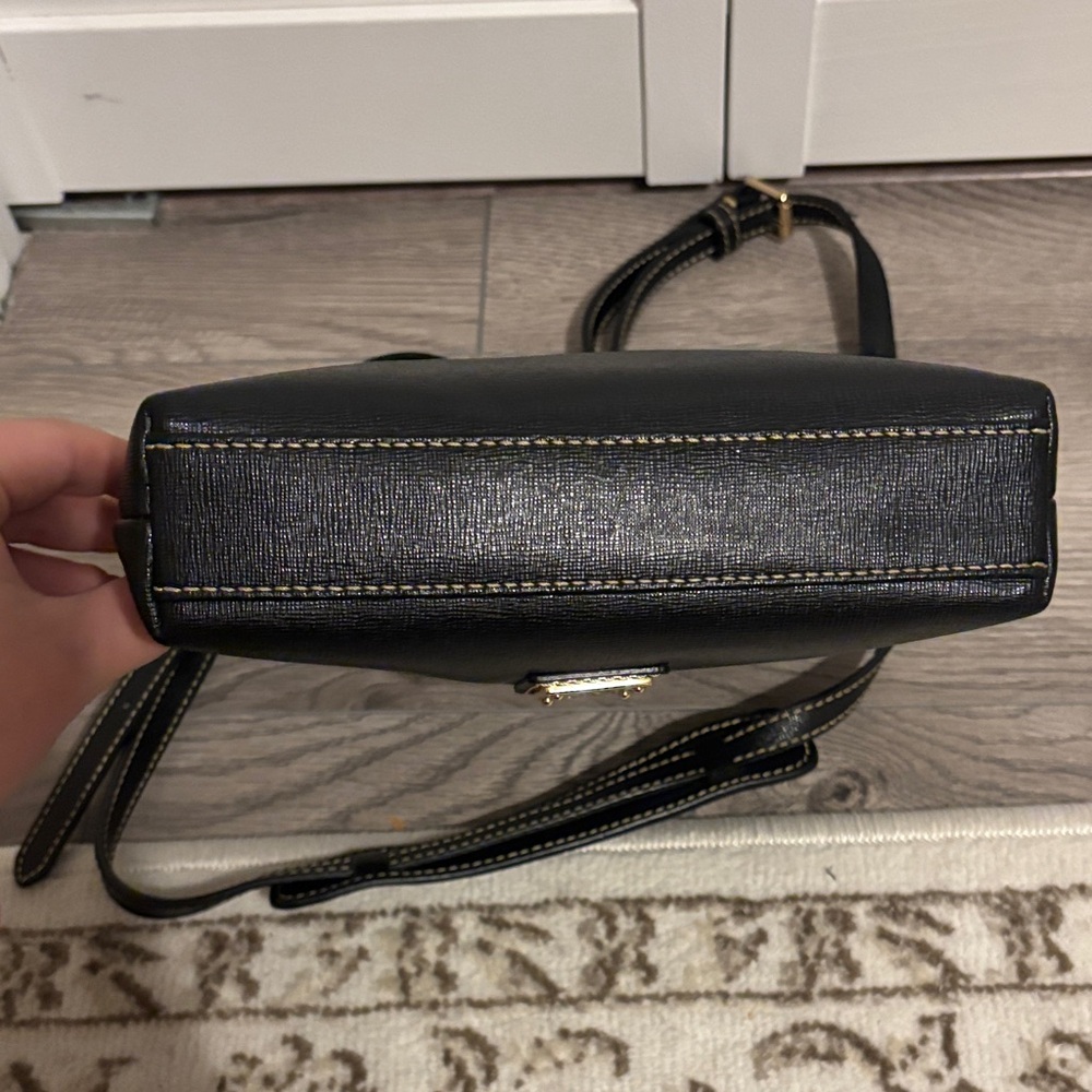 Dooney & Bourke Black Leather Crossbody Purse with Gold Accents - Picture 4 of 16